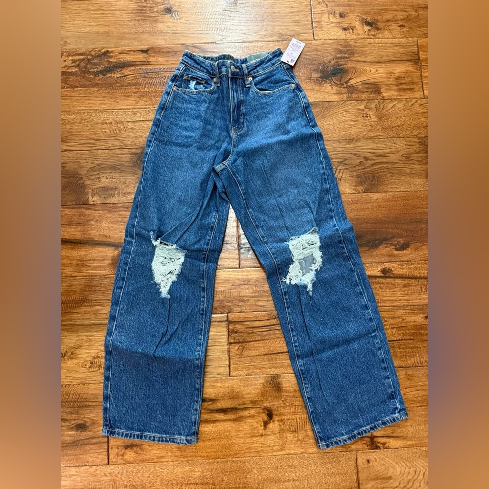 Wild Fable Women's distressed denim wide leg jeans NEW